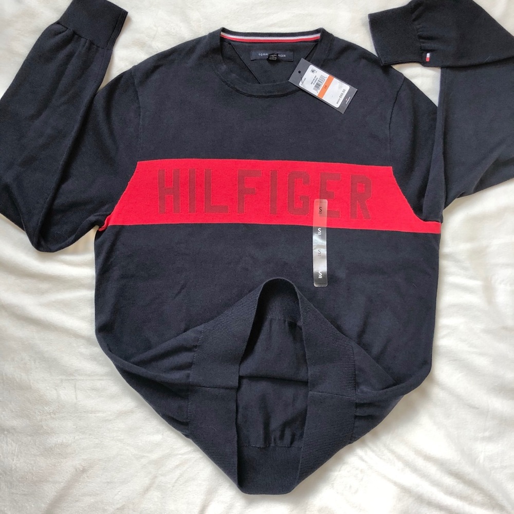 NWT TOMMY HILFIGER MENS LIGHTWEIGHT LOGO SWEATER - Picture 8 of 10